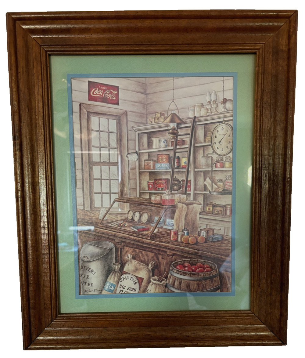 Kay Lamb Shannon Country Store, Coca Cola Print. Matted And Framed 14.5” X 17.5”